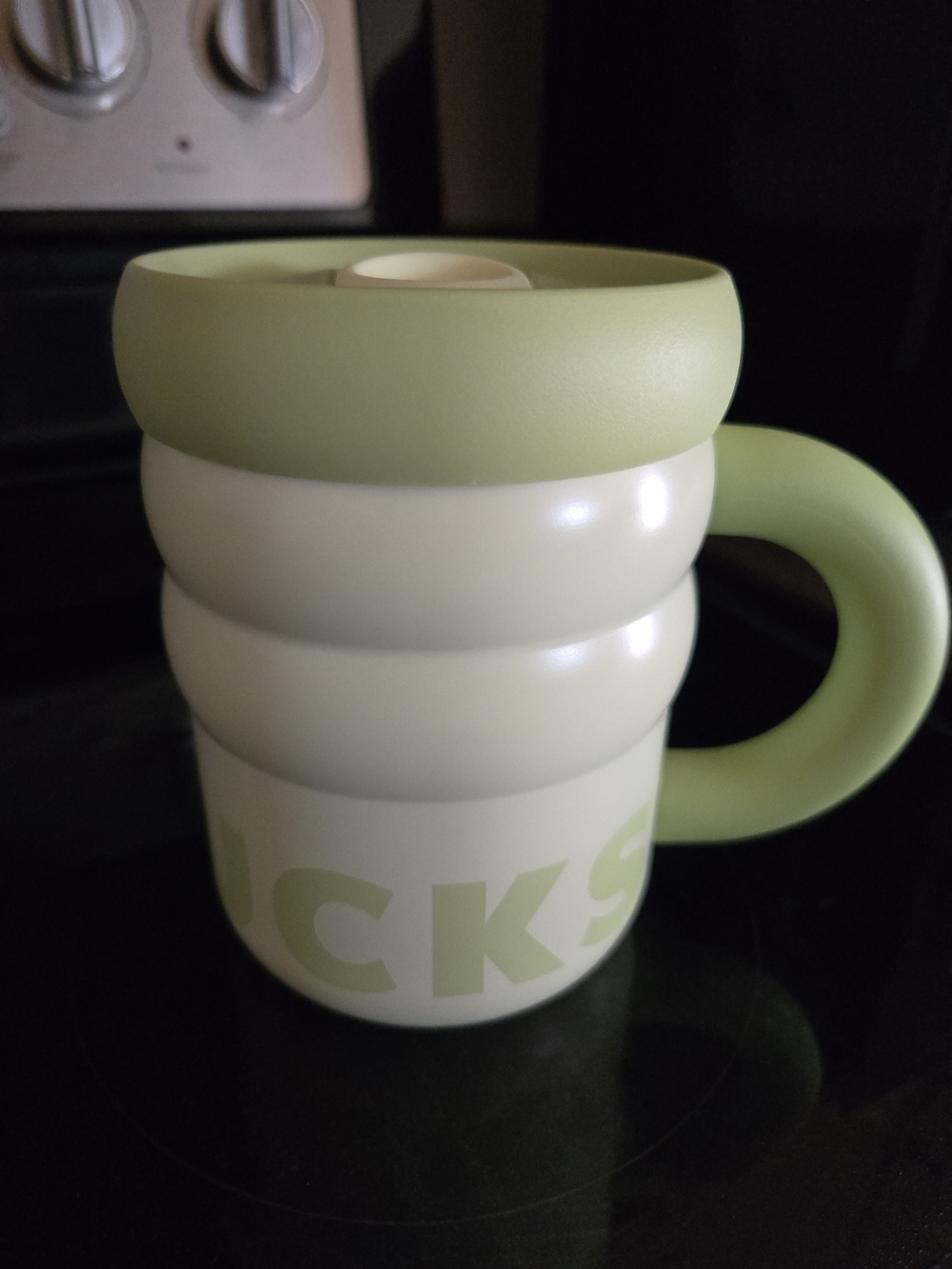Starbucks Light Green and Cream Insulated Mug with Handle